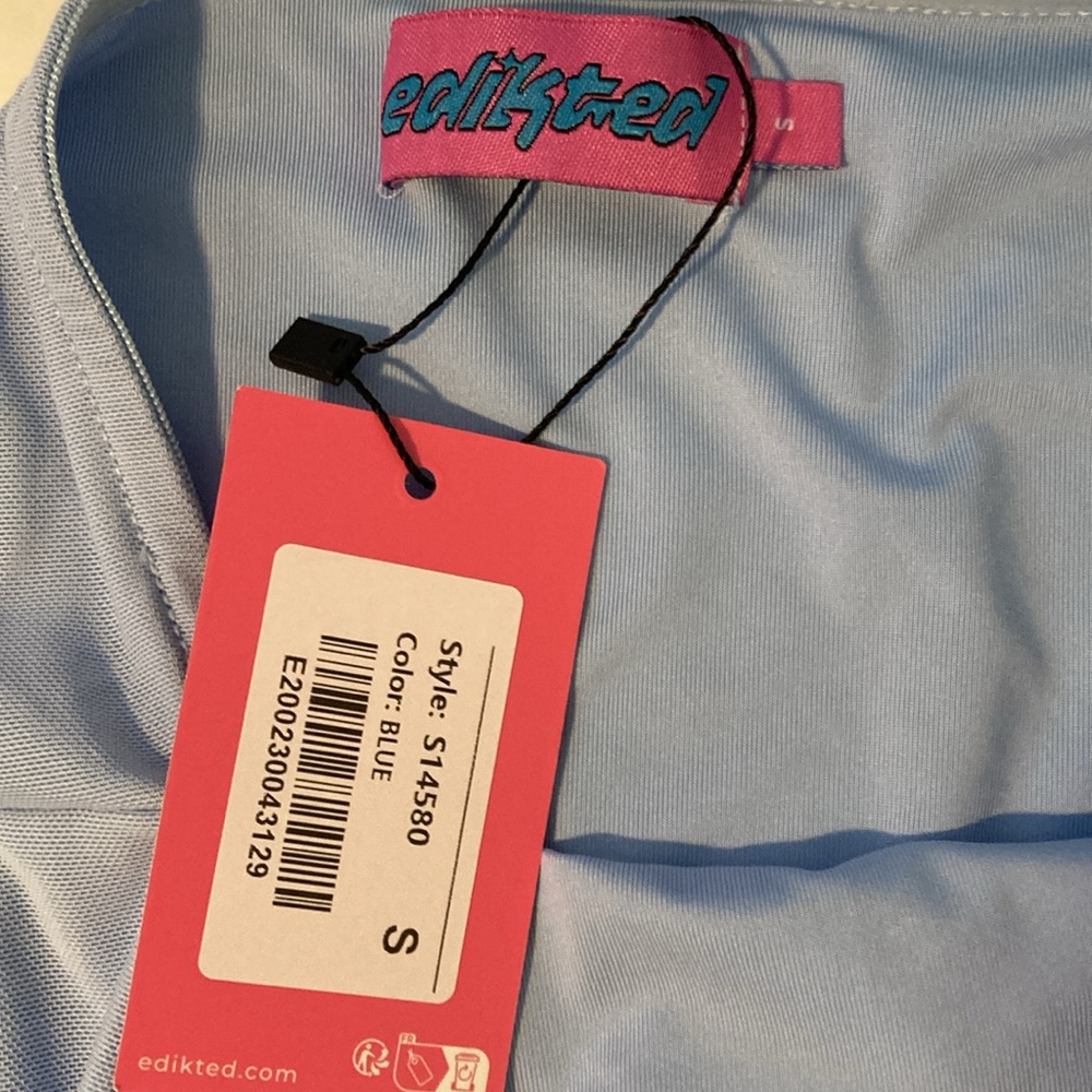 NWT Edikted Thalia Flower Pin Ruffle Mini Dress in Light Blue Small & Medium - Picture 5 of 8